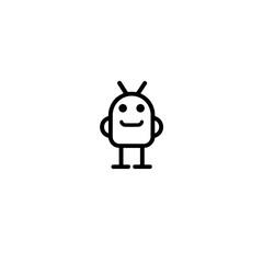 Friendly minimalist AI robot icon on white background, technology concept