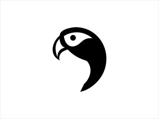 A clean, stylized silhouette of a parrot.