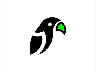 A clean, stylized silhouette of a parrot.