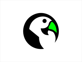 A clean, stylized silhouette of a parrot.