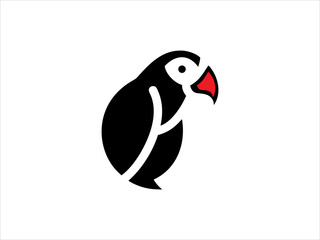 A clean, stylized silhouette of a parrot.