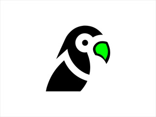 A clean, stylized silhouette of a parrot.