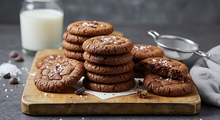 Fototapeta premium Decadent Chocolate Cookies: A Rustic Still Life