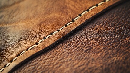 A prominently featured hand-stitched leather patch on a white background highlights exquisite craftsmanship and texture, perfect for branding fashion