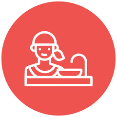 Woman Washing Dishes Icon