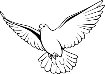 Fototapeta premium Flying Bird Graphic with Open Wings Line Art