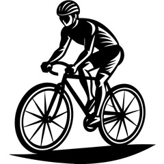 Naklejka premium Line art vector silhouette of a bicyclist riding on a trail with a neutral stance