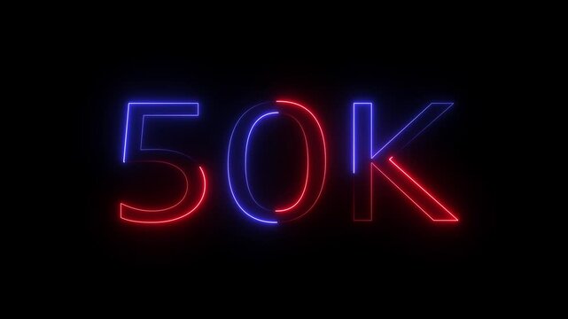 50k animation neon text effect video motion on black background.