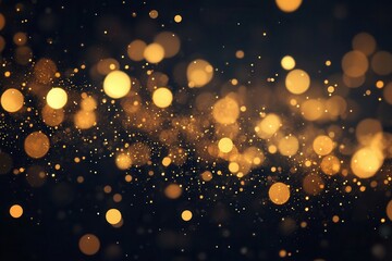 Obraz premium Golden bokeh lights glimmering in deep shadows for sophisticated celebrations and festive occasions