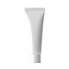 A clean, empty white tube standing upright against a plain background, ideal for cosmetic or skincare use
