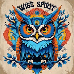 Obraz premium owl on a blue background