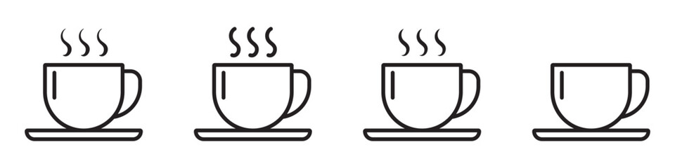 Cup line icon. Hot drink icon. Coffee cup line icons set.