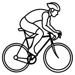 Fototapeta premium Line art vector silhouette of a cyclist in motion, with the figure leaning forward in a racing position