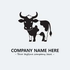 Cow illustration black and white for logo company vector image
