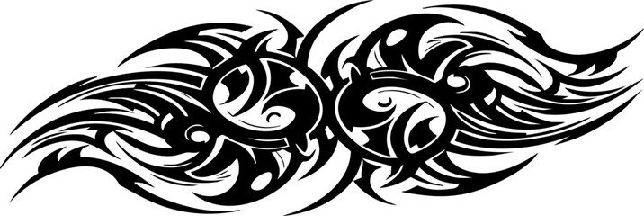 Fototapeta premium Tribal Black Pattern Ornament with Circular Designs