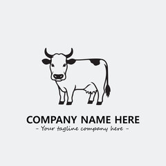 Cow illustration black and white for logo company vector image
