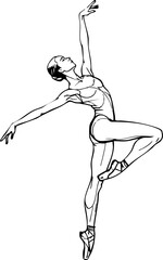 Ballet Dancer Performing a Releve in Black and White