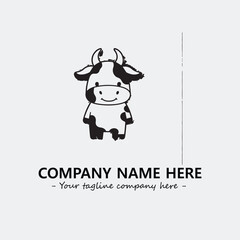 Cow illustration black and white for logo company vector image
