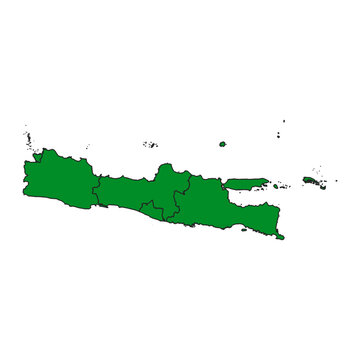 administrative map of Indonesian provinces in the Java island region green