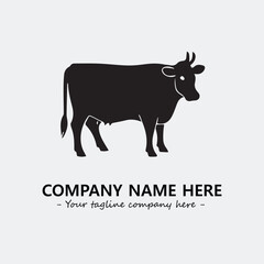 Cow illustration black and white for logo company vector image
