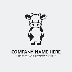 Cow illustration black and white for logo company vector image
