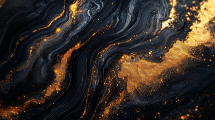 Golden liquid on black background. Abstract abstract abstract with dark fluid acrylic on black background. A black luxury friday poster with a wave of marble. A liquid gold hue against a lifestyle.