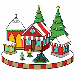 Christmas Village Market Simple Holiday Design