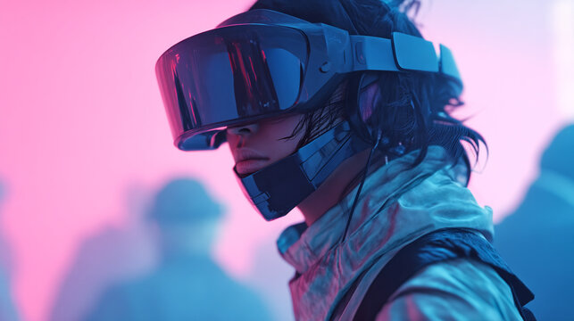 Exploring immersive vr gaming experience with cutting edge virtual reality headset and futuristic tech