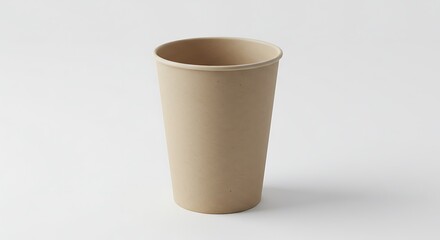 Beige Eco-Friendly Paper Cup on White Background