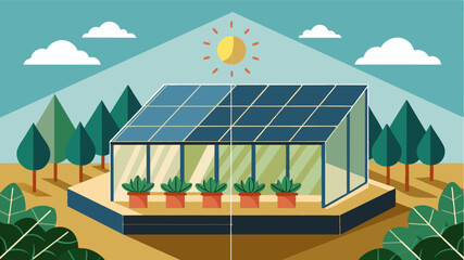 Fototapeta premium By blocking out excessive sunlight the automated shading system helps regulate temperatures inside the greenhouse creating a more stable environment for plants to thrive in.. Vector illustration