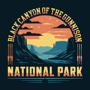 Black canyon of the Gunnison National Park vector t shirt design, Grand Canyon vector