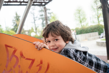 Child enjoying playful moment at park