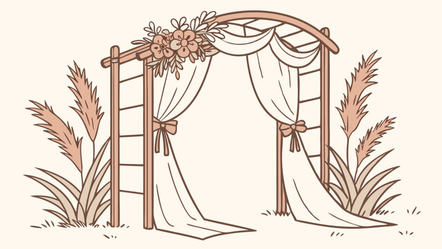 Trendy Wedding Arch with Bohemian Flair

