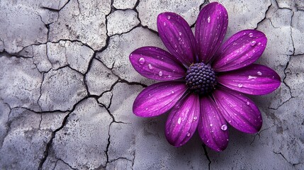 Purple Flower on Cracked Earth A Symbol of Resilience