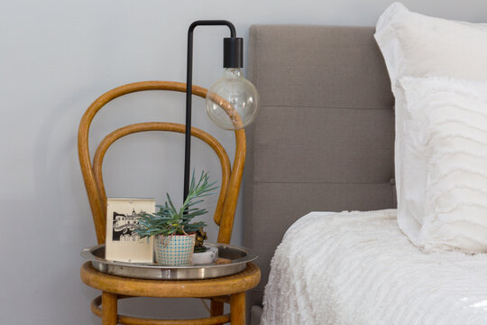 Bentwood chair as a bedside table