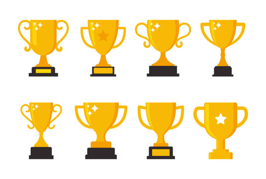 Golden Trophy winner cup icon vector. champion cup trophy illustration