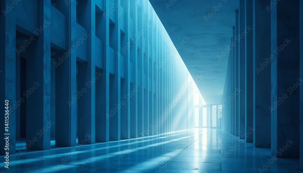 Aufkleber abstract background with blue architectural forms . generative ai