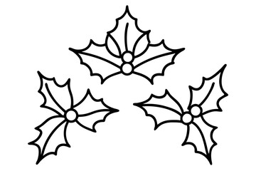 Fototapeta premium Christmas Holly Line Art set