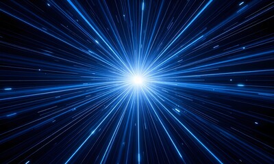 Blue rays of light expanding from one point.