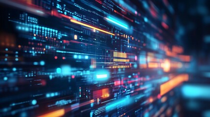 Abstract background with glowing lights. Digital banking technology is a digital banking network. Digital information exchanges money and data in a commercial lifestyle cloud. Illuminated abstract.