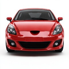 Front view of red car isolated on white background