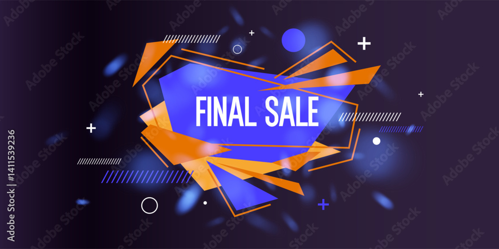 Poster poster sale. bright abstract background with various geometric elements. a composition of various sh