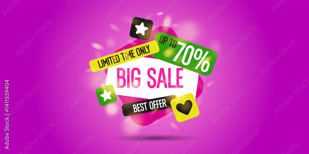 Poster poster sale. bright abstract background with various geometric elements. a composition of various sh