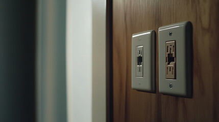 Electrician wiring electrical outlets in a newly constructed home. Featuring electrical wiring and new home construction