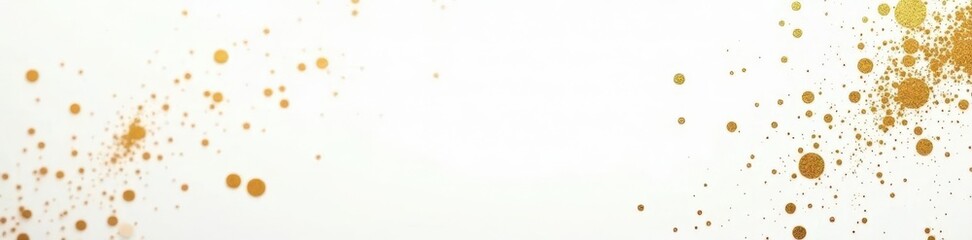 White background with gold splatter, delicate pattern, brushstroke, celebration