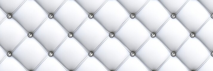 Elegant White Diamond Tufting Pattern - Close-up of luxurious white leather with diamond tufting and silver accents. Perfect for backgrounds or textures