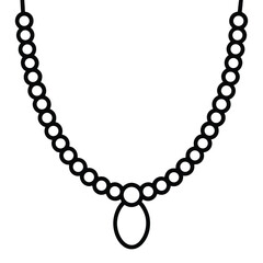 line art pearl necklace with rounded beads in a minimalist style