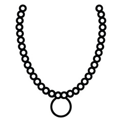 line art pearl necklace with rounded beads in a minimalist style