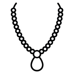 line art pearl necklace with rounded beads in a minimalist style