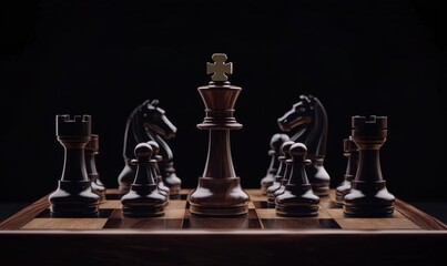 Chess King Confrontation Strategy Game on Wooden Board